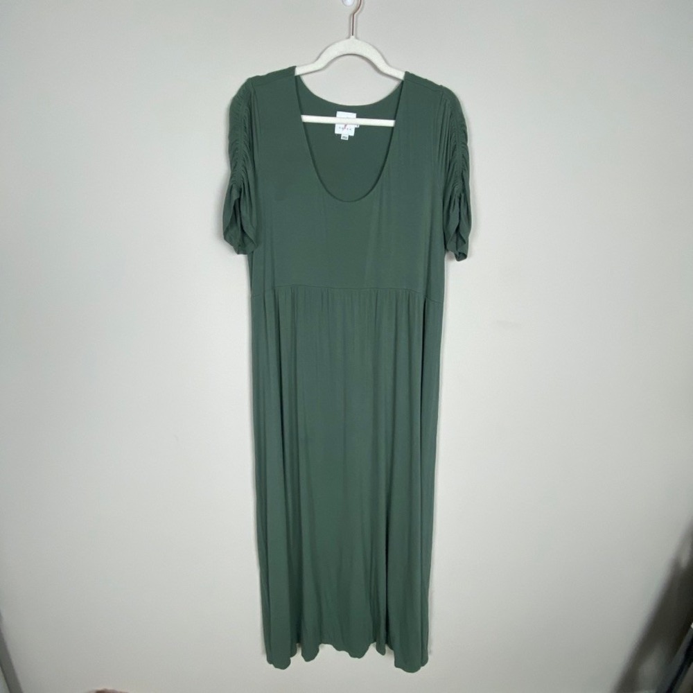 The Nines by Hatch Maternity Maxi Dress Womens XXL Ruched Sleeve Jersey Stretch